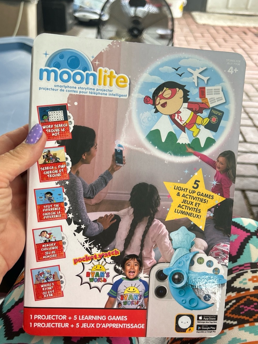 Moonlite Ryan’s World Blue Smartphone Storytime Projector for Kids